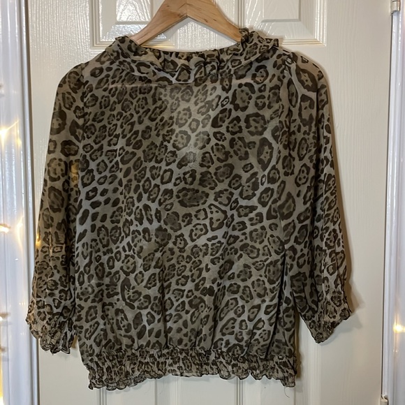 Zara Basic Animal Print Sheer Top Long-sleeved - Picture 3 of 3